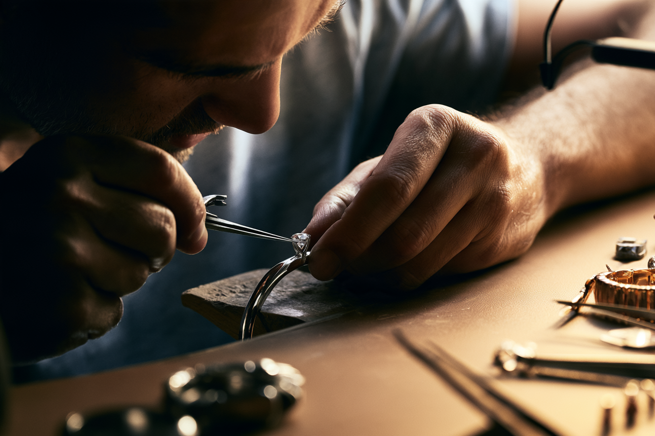 Jeweler working by hand